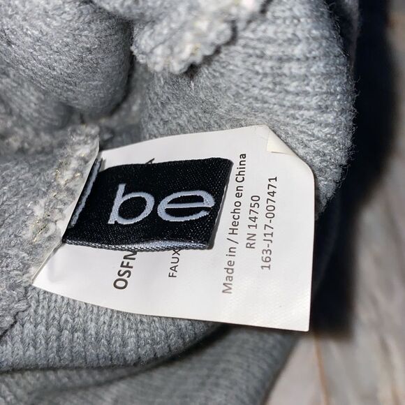 BEBE  Hat ‎ Gray/White with Logo Beanie Pom Ski One Size